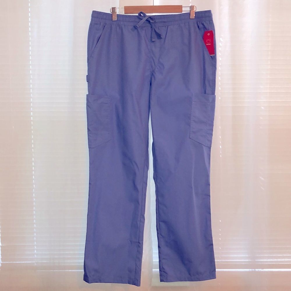 Red Panda L Men’s Ceil Blue Elastic Waist Drawstring 8+ Pocket Scrub Pants